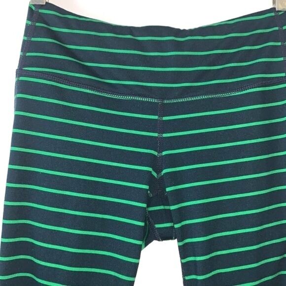 Athleta Striped Navy & Green Cropped Leggings Size S - Picture 3 of 9